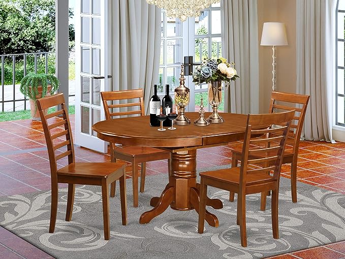 AVML7-SBR-C Avon 7 Piece Kitchen Set Consist of an Oval Table with Butterfly Leaf