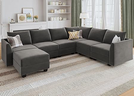 Sectional Sofa Velvet U Shaped Couch with Storage Oversized Modular