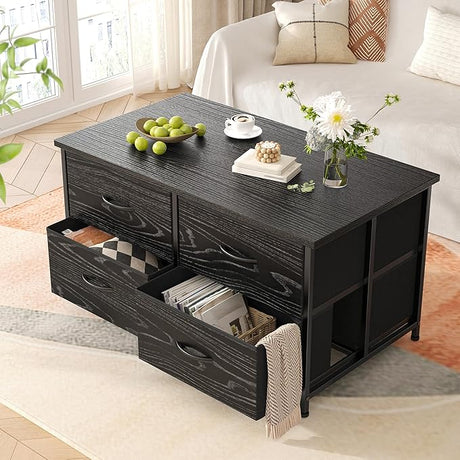 Coffee Table with Storage for Living Room, Rustic Brown Center Table with Drawer