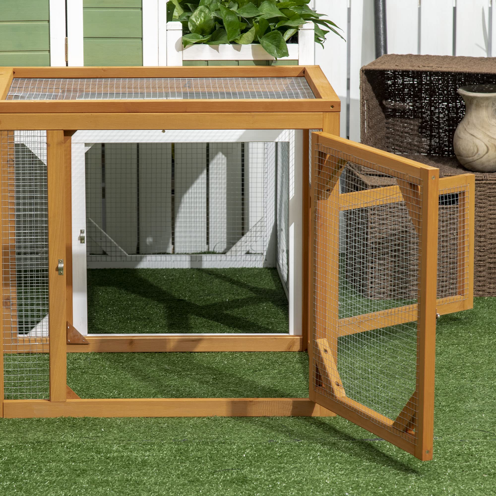 55" Wooden Chicken Coop Add-on Expansion, Mini Chicken Coop Outdoor Chicken Run