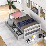 Twin Bed with Storage, Twin Size Daybed with 2 Drawers, Wood Storage Bed Frame,