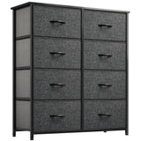 Fabric Dresser for Bedroom, Tall Storage Dresser with 8 Drawers, Black Dresser &