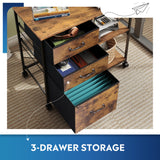 3 Drawer Mobile File Cabinet, Rolling Printer Stand with Open Storage Shelf