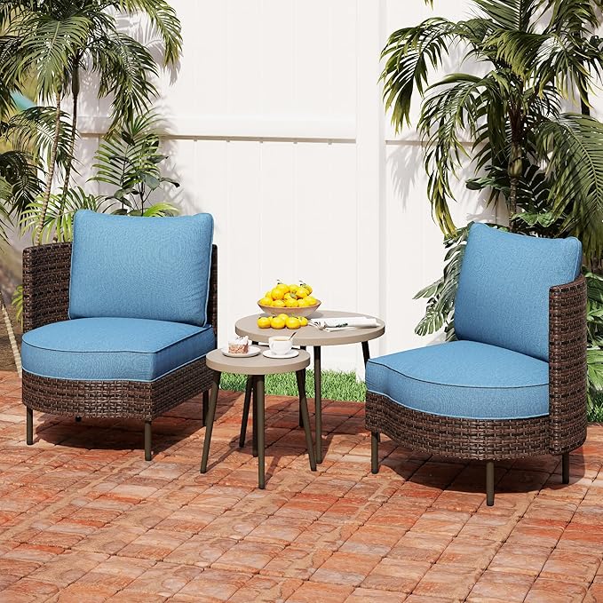 Outdoor Sectional Furniture Set, All-Weather Outdoor Wicker Sectional Sofa 6-Seats Patio