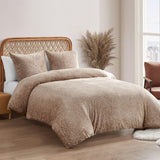 Blush Pink Leopard Printed Plush Duvet Cover Set King Size Bedding Set Ensemble - 3 Piece Set