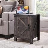 Nightstand with Charging Station, 18 Inch Farmhouse End Table