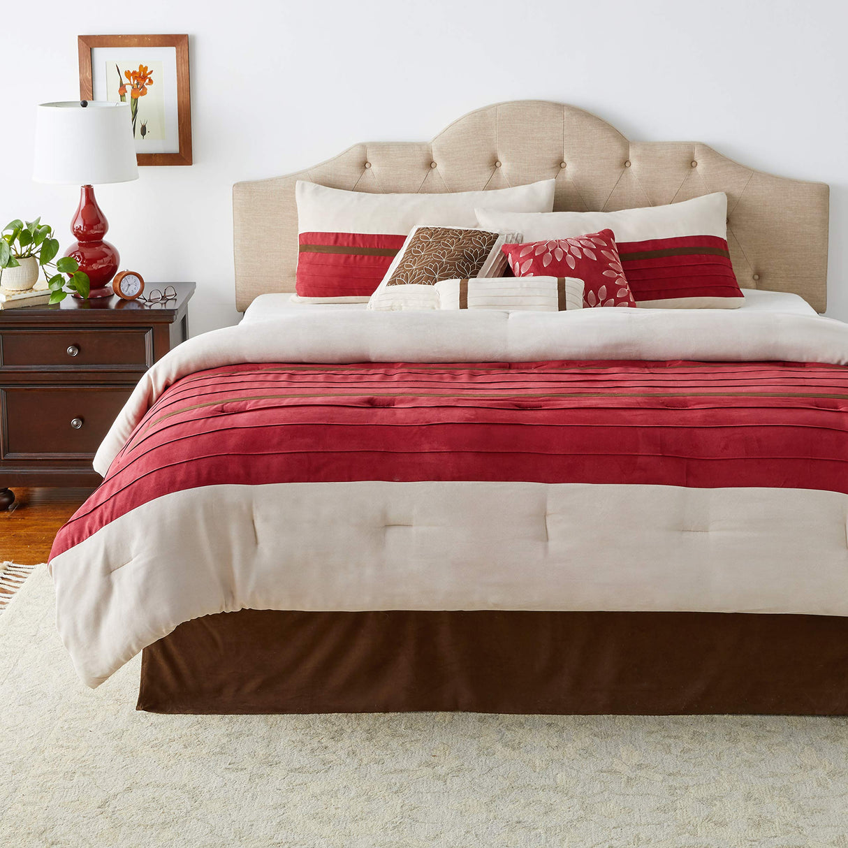 Palmer Comforter Set-Luxury Faux Suede Design, Striped Accent