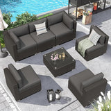 Outdoor Patio Furniture Set 7-Piece All-Weather Sectional Sofa Outside Couch