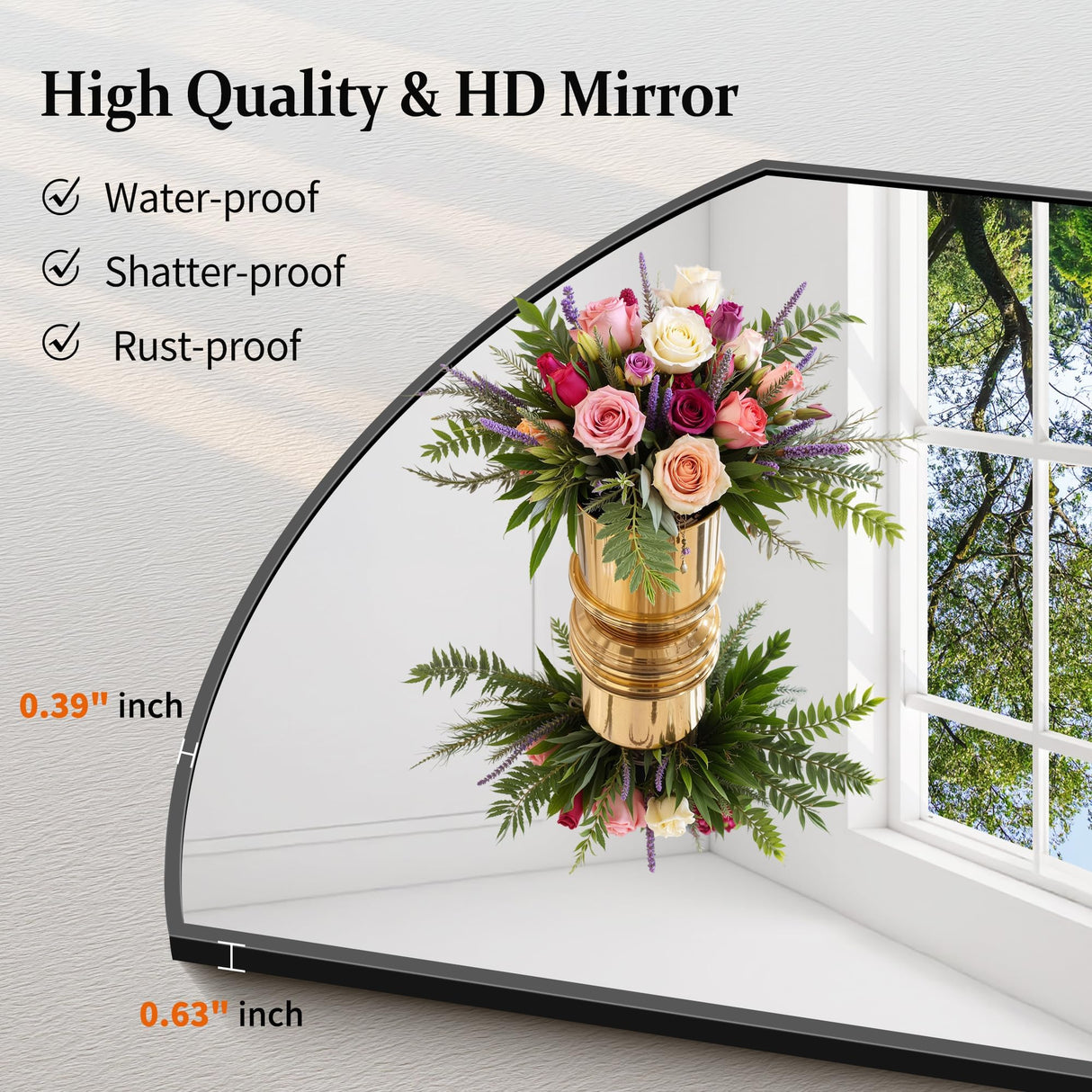 30x60 Inch Black Oval Bathroom Mirror