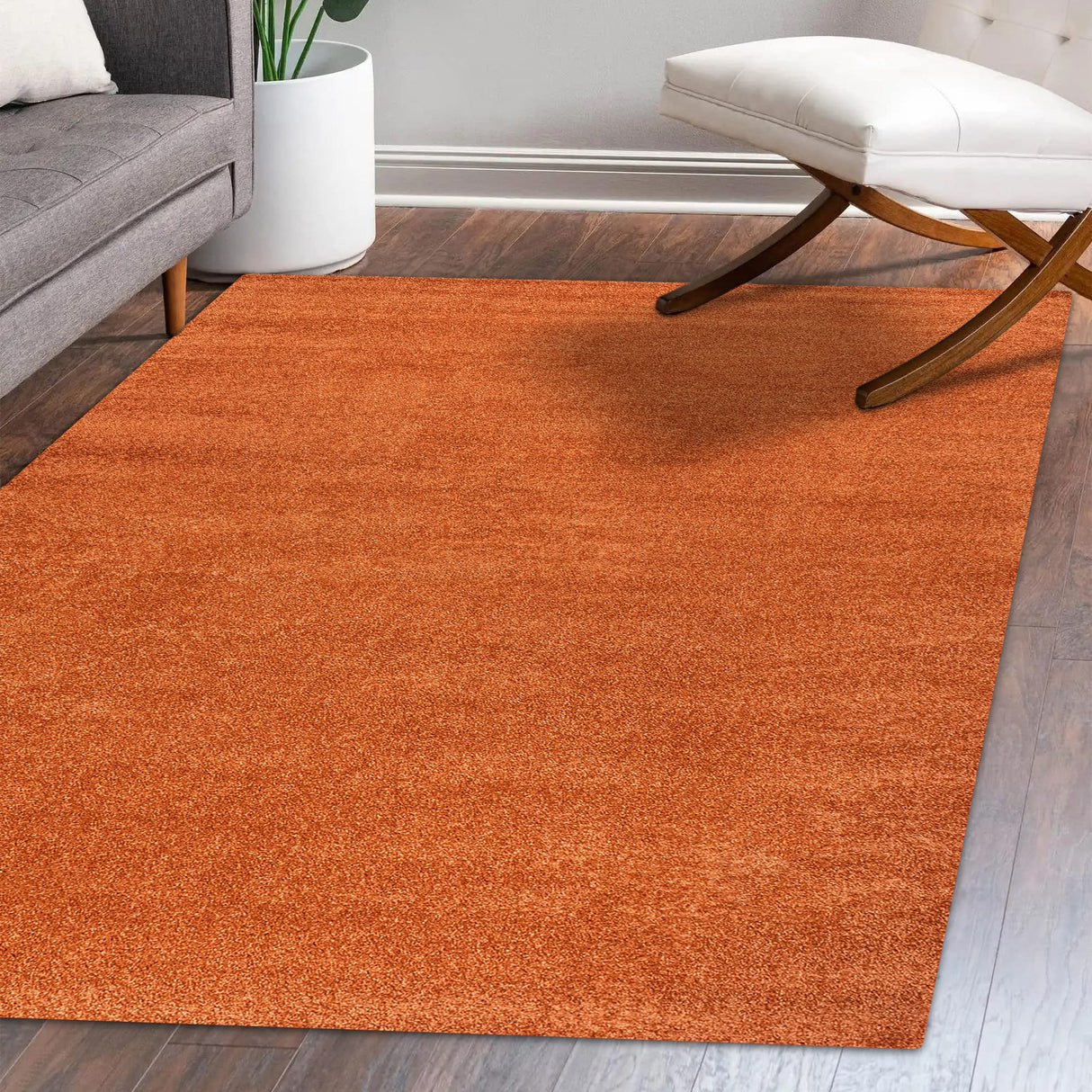 JONATHAN Y SEU100M-5 Haze Solid Low-Pile Indoor Area -rug, Solid, Easy -cleaning, Bedroom, Dining Room, Kitchen, Living Room, Non Shedding, Orange, 5 X 8