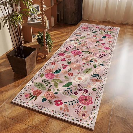 Living Room Rug 6x9 Rug Machine Washable Boho Area Rug Non Slip Floral Vintage