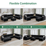 Modular Sectional Sofa Velvet U Shaped Couch with Storage Oversized Sectional Sofa