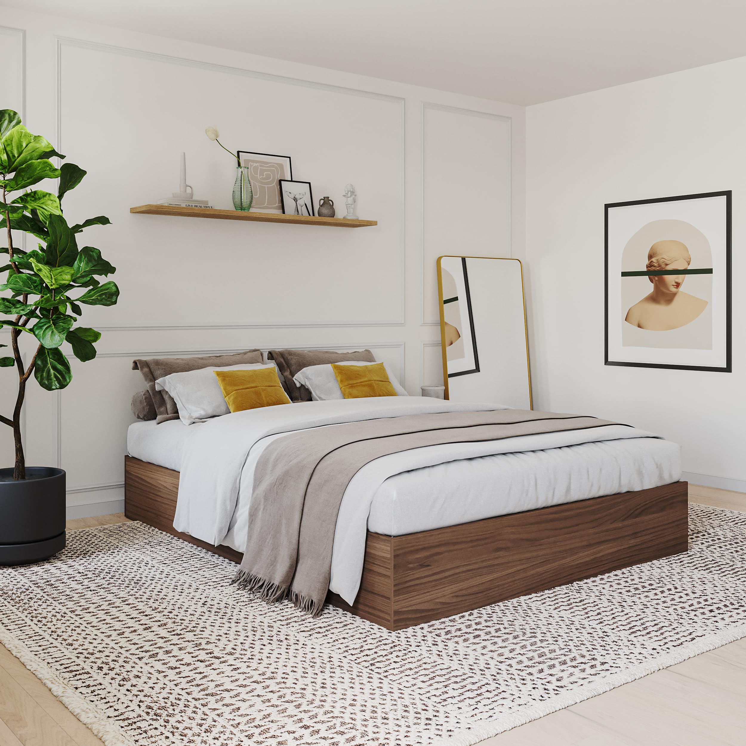 3-Drawer Storage Bed, Queen, Walnut
