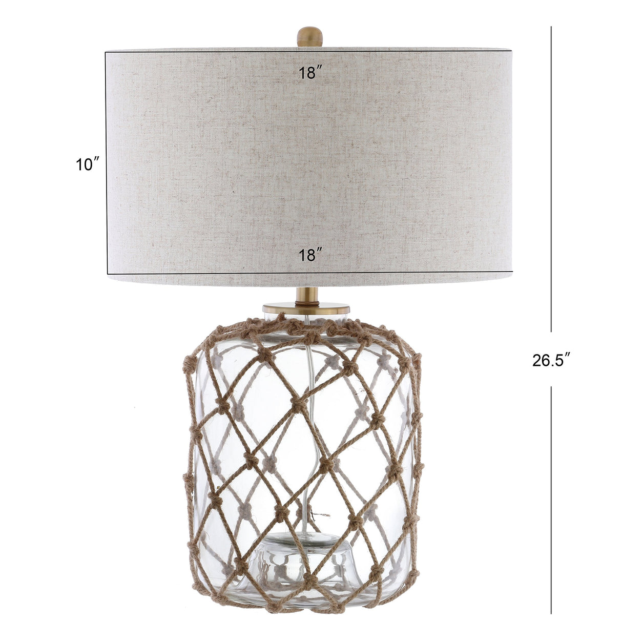 JYL5033A Mer 26.5" Glass and Rope LED Table Lamp Coastal Traditional