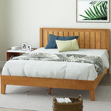 Vivek Deluxe Wood Platform Bed Frame with Headboard / Wooden Slat Support , Queen