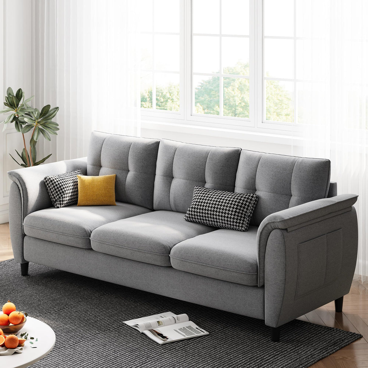 78.8" Sofa, Comfy Lounge Couches with Three Seater Extra Deep Seats, Modern Small