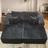 81" Oversized Sectional Double Lounge Chaise with Cloud Plush Sofa Bed