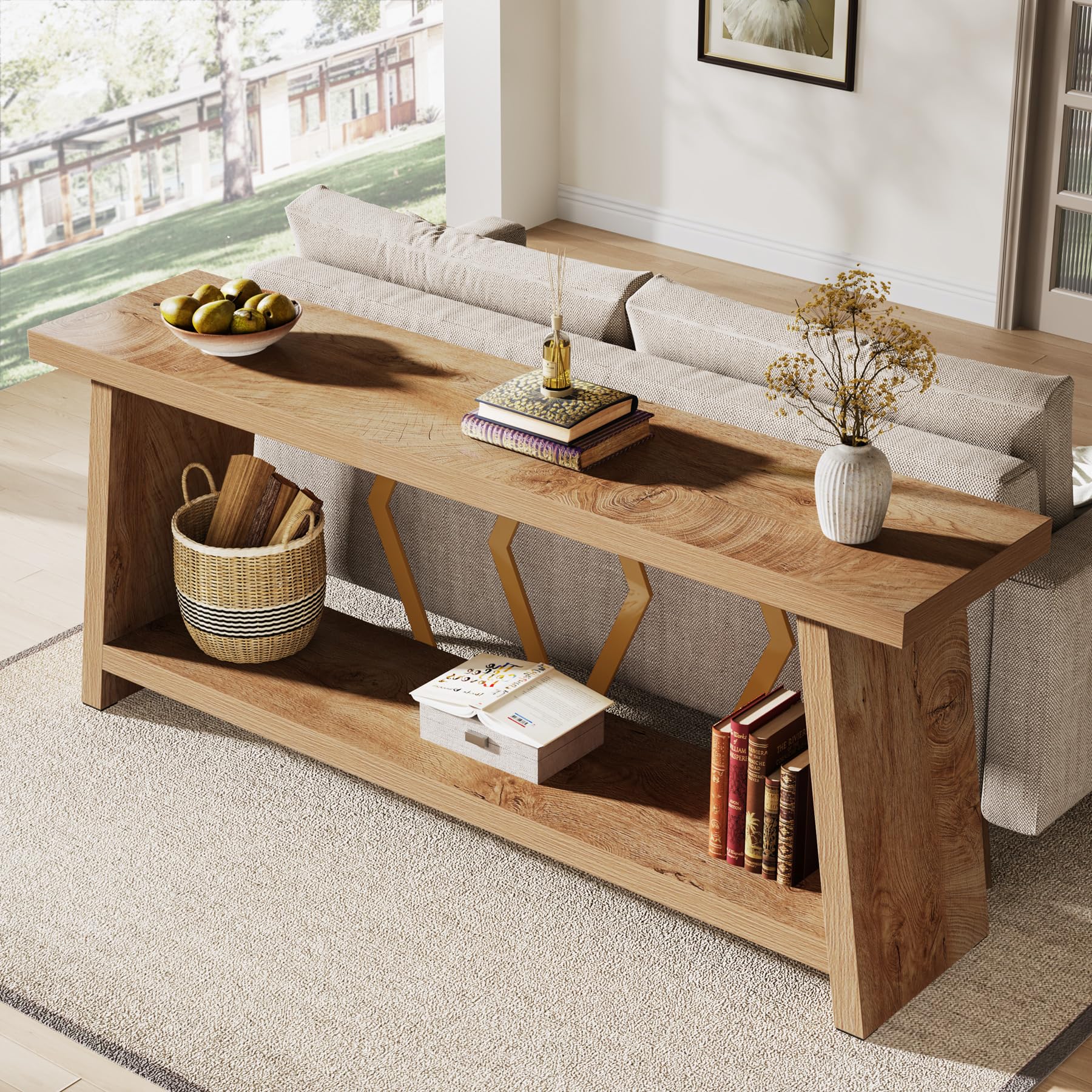 70.86-Inch Long Sofa Console Table with Storage