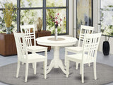 ANLG3-BCH-W 3 Piece Room Set Contains a Round Kitchen Table with Pedestal and 2 Dining Chairs,