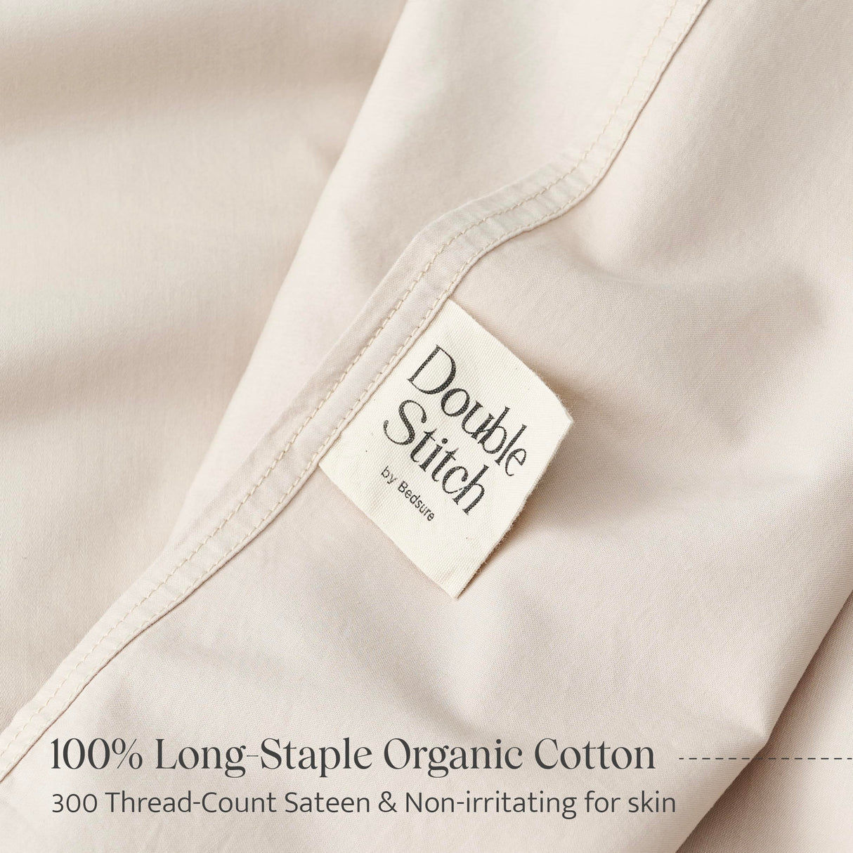 Stitch 100% Organic Cotton Sheet Set King- 300 TC Luxury Hotel Sateen Weave, GOTS