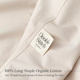 Stitch 100% Organic Cotton Sheet Set King- 300 TC Luxury Hotel Sateen Weave, GOTS