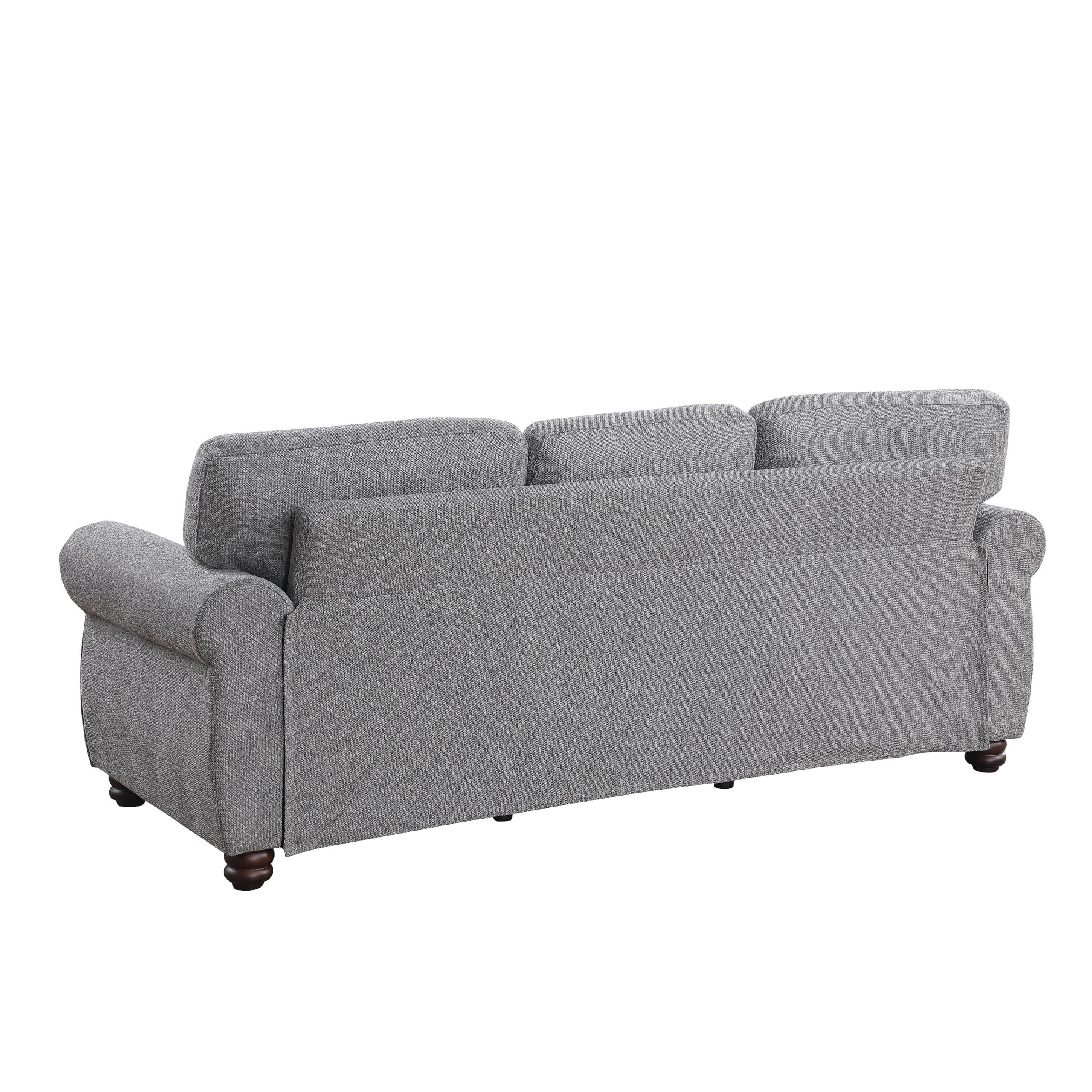 Furniture Home Series Mid-Century Modern 84.65'' Wide Fabric Chenille Couch 3-Seater Sofa with Solid Wood Frame and Brown Legs, Dark Gray
