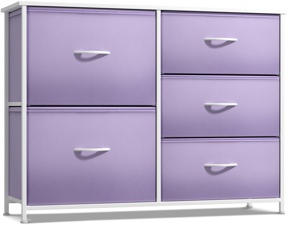 Kids Dresser with 5 Drawers - Storage Chest Organizer Unit with Steel Frame,