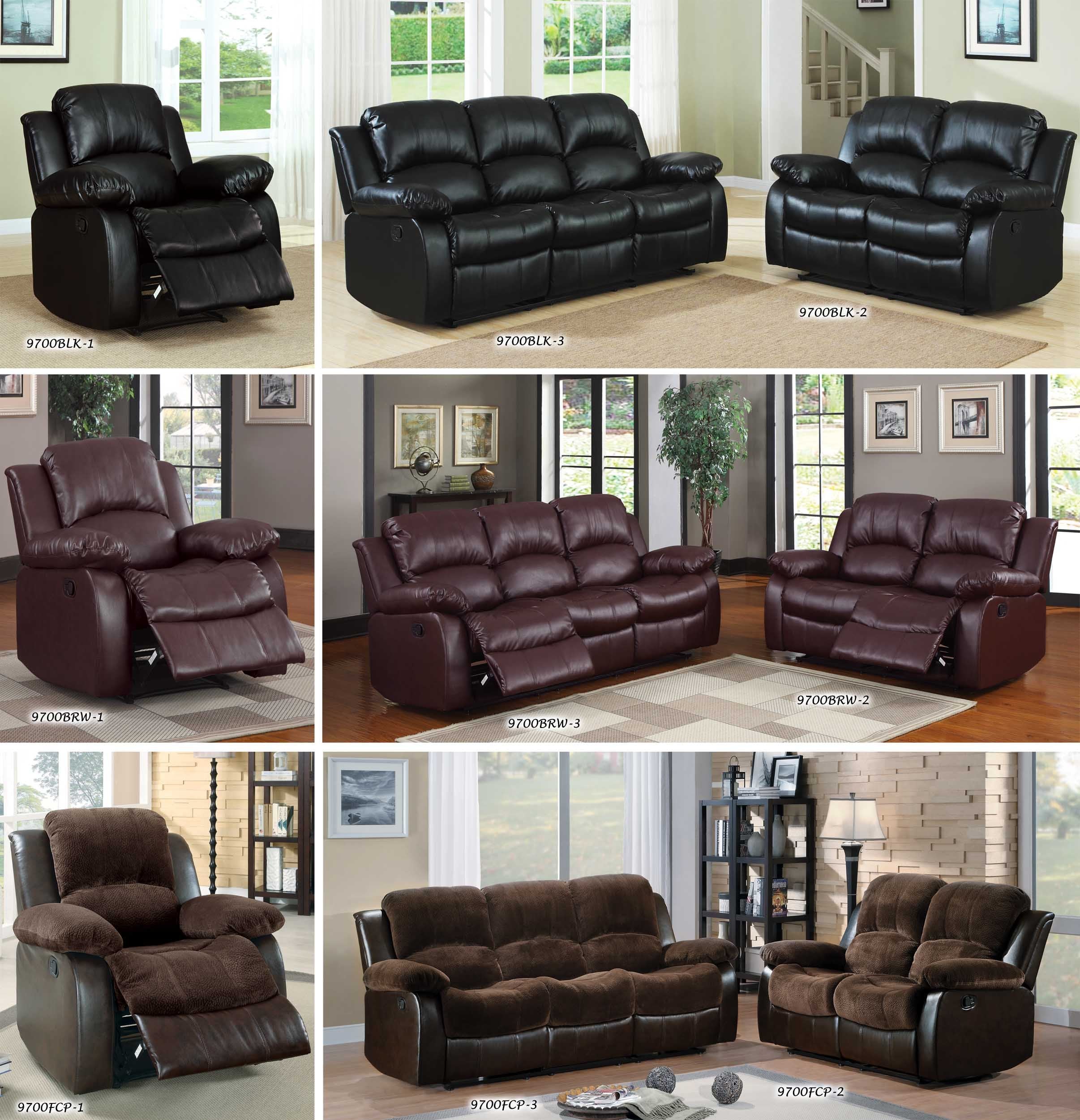 60" Bonded Leather Double Reclining Loveseat, Black