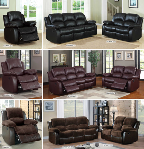 60" Bonded Leather Double Reclining Loveseat, Black