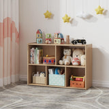 2-Tier Montessori Solid Wood Shelves Toy Organizers and Storage,5-Compartment Storage Cabinet