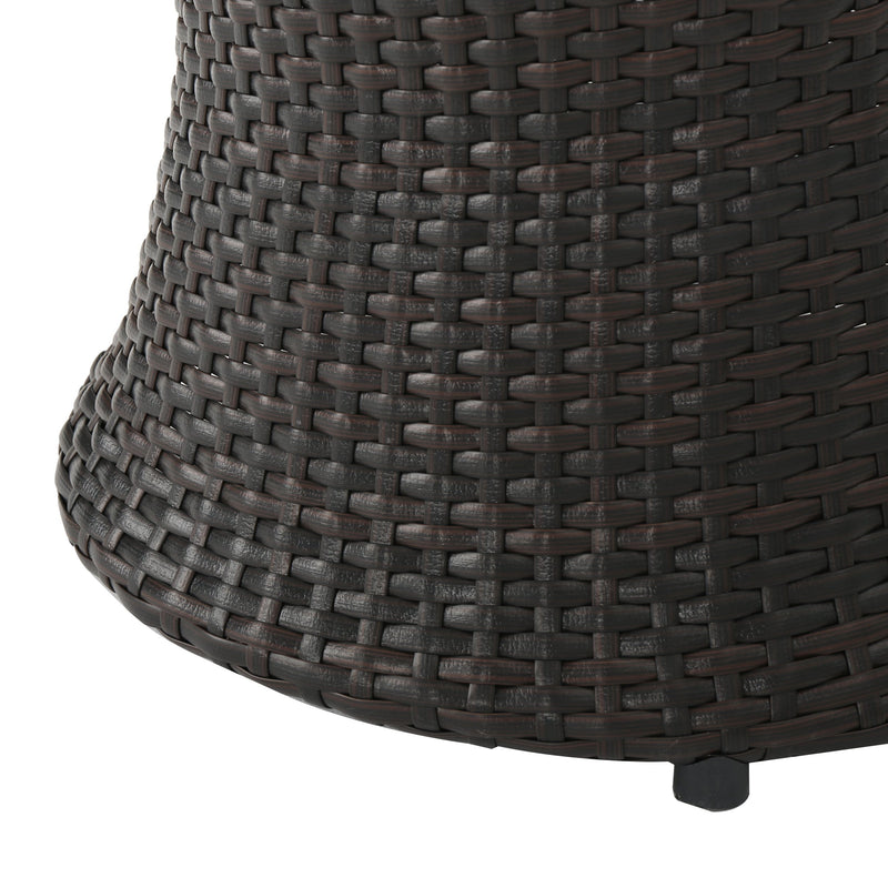Adriana Outdoor Wicker Accent Table, Multi brown