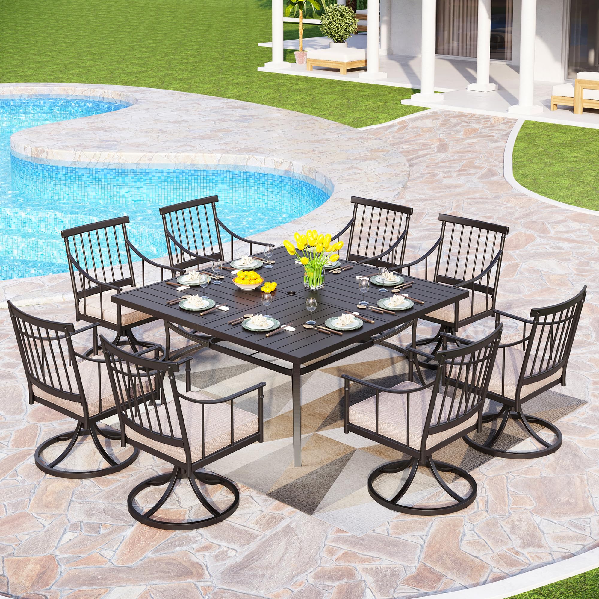 Swivel Chairs Set of 2 Patio Dining Rocker Chair with Cushion Rocking Patio Furniture