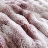 Fluffy Faux Rabbit Fur Bubble Comforter Set Queen Size, Tie-Dyeing Pink Purple Plush