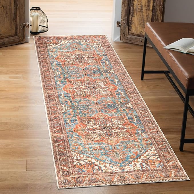 Machine Washable Area Rugs with Non-Slip Backing, Ideal for Hallway, Living Room