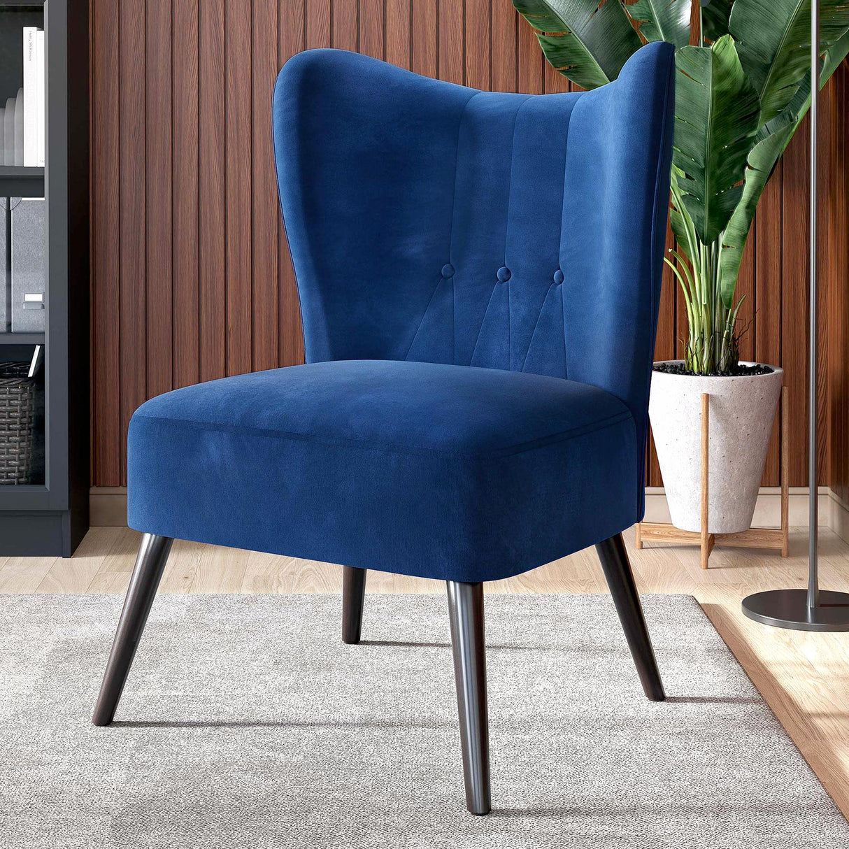 Modern Velvet Accent Chair, Wingback Small Upholstered Reading Chair