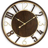 Wooden Modern Wall Clock - Large Wall Clock for Living Room Decor - 24-Inch Big Wall Clock Decorative,