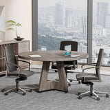 47-Inch Round Conference Table for 4-6 People, Wooden Meeting Room Table with Thicken