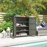 Wicker Outdoor Storage Cabinet with Shelves, 4-Shelf Outdoor Pool Towel Storage