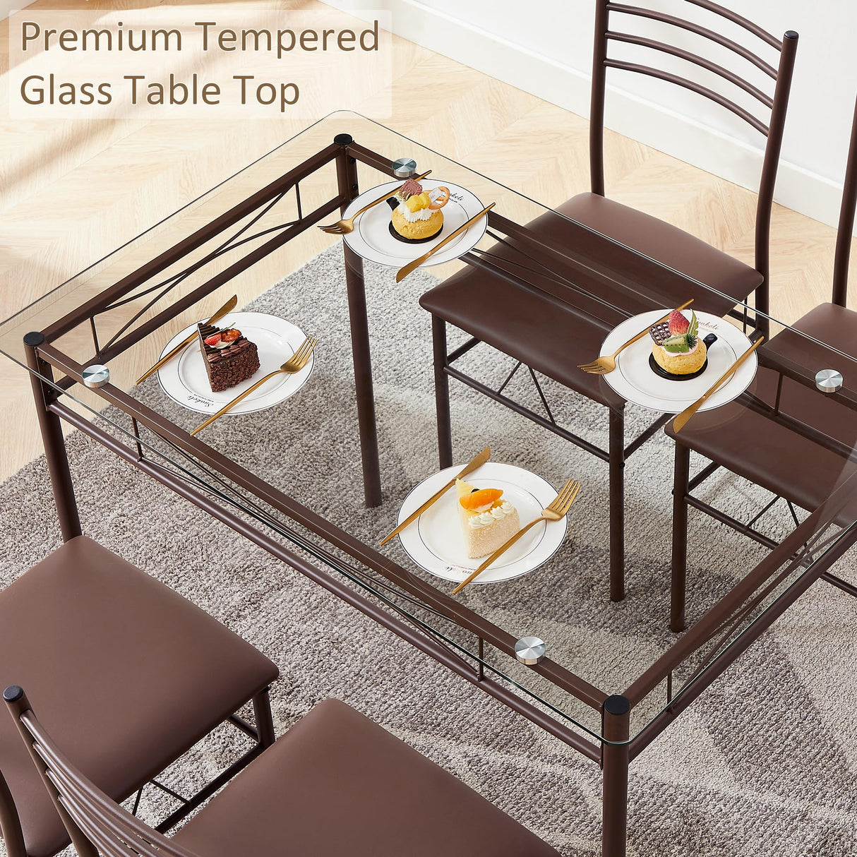 Kitchen Dining Room Table and Chairs [4 Placemats Included] 5-Piece Dinette Sets