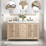 Lucca 60 Inch Bathroom Vanity Double Sink - Freestanding Cabinet Without Top - Wood Bathroom Vanity