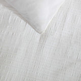 Grid Pattern Comforter Set with Matching Shams - Bark Texture White Queen