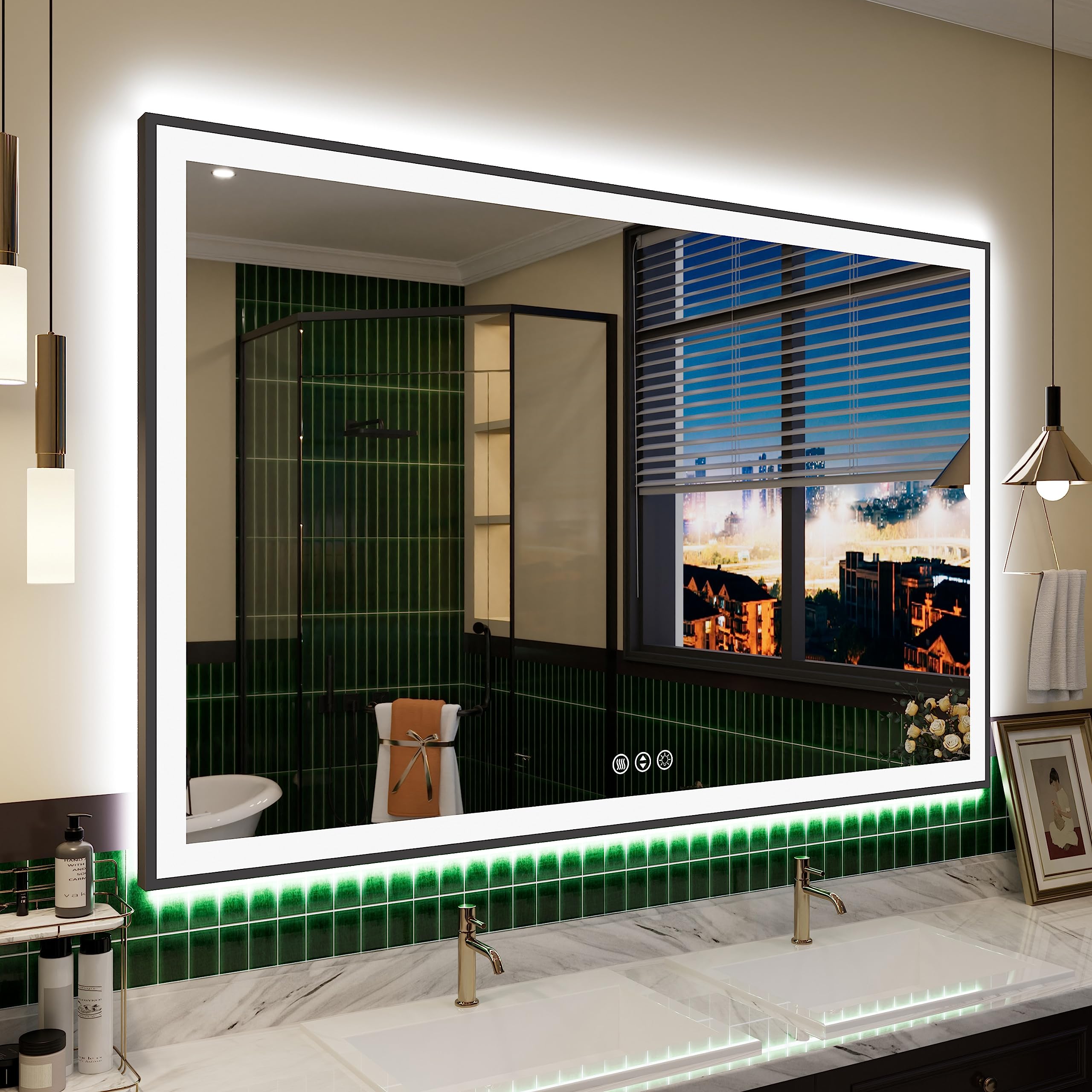 Bathroom Mirror - Backlit and Front Lighted LED Wall-Mounted Vanity