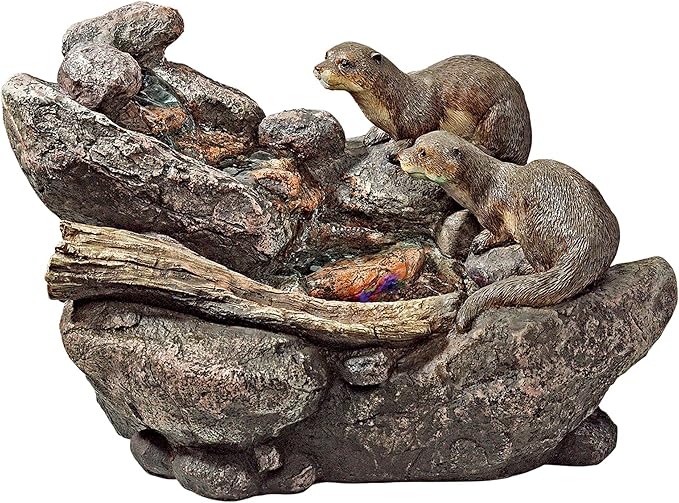 LED Light - Nearly 3 Foot Tall Tree Squirrel Garden Decor Fountain - Outdoor Water Feature