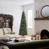 Pre-Lit Artificial Slim Christmas Tree, Green, North Valley Spruce, White Lights