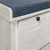 Dover Coastal Lift-Top Storage Bench with Shutter Face Styling, Distressed White Finish