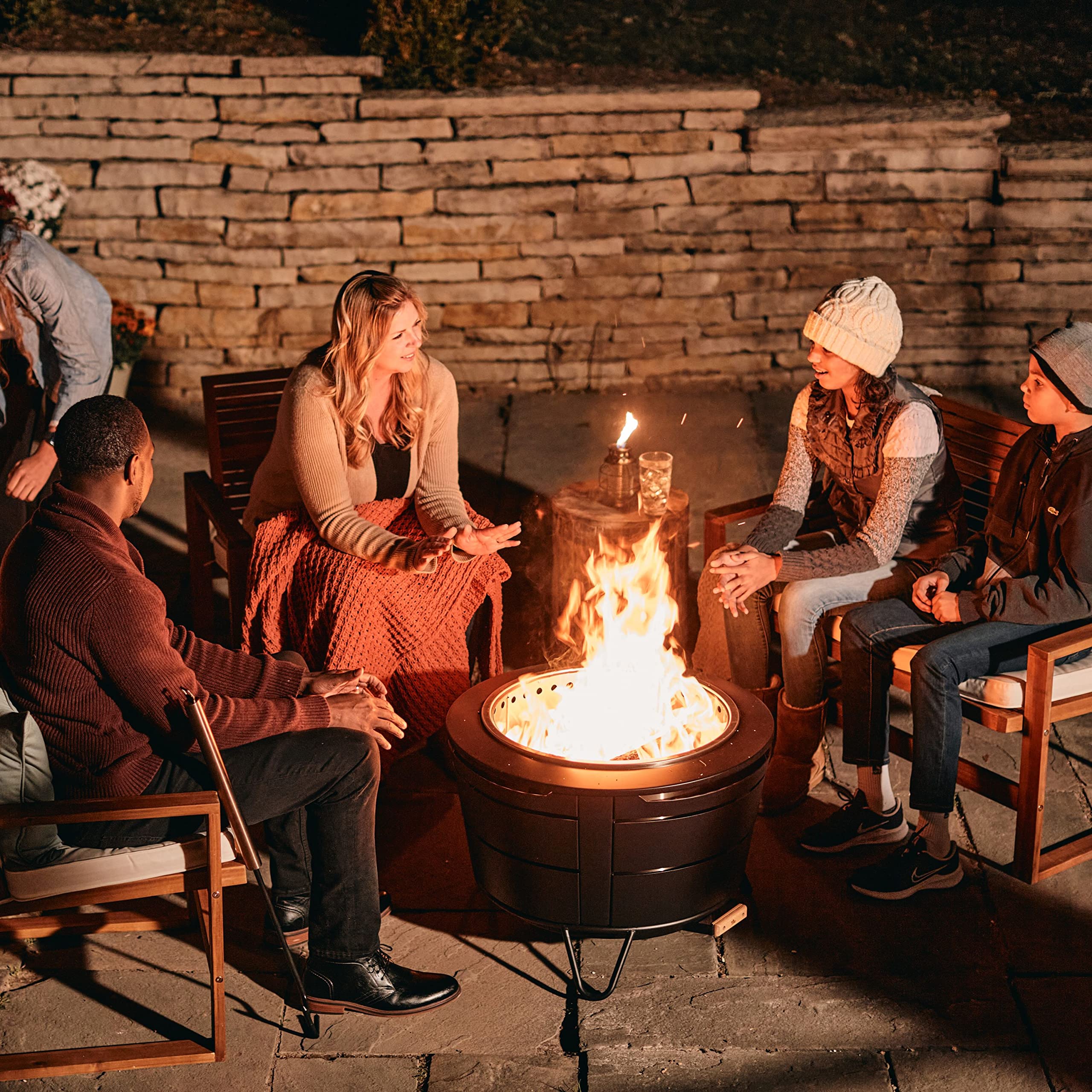 27.5-Inch Smokeless Reunion Fire Pit, Large Outdoor Fire Pit for Gatherings