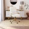 White Boucle Office Chair with Gold Base - Height Adjustable Desk Chair