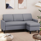 74" Convertible Sectional Sofa Couch, Small 3-Seat L-Shaped Sofa