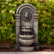Lion Face Roman Outdoor Floor Wall Tiered Water Fountain 50" High with LED Light for Garden