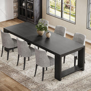 86.61-Inch Dining Table for 6-8 People - Modern Farmhouse Rectangular Kitchen Table with Pedestal Base